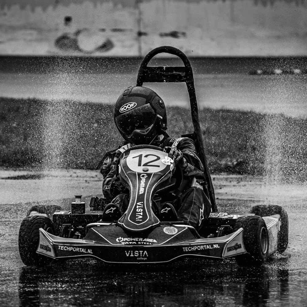 Greenkart in de regen